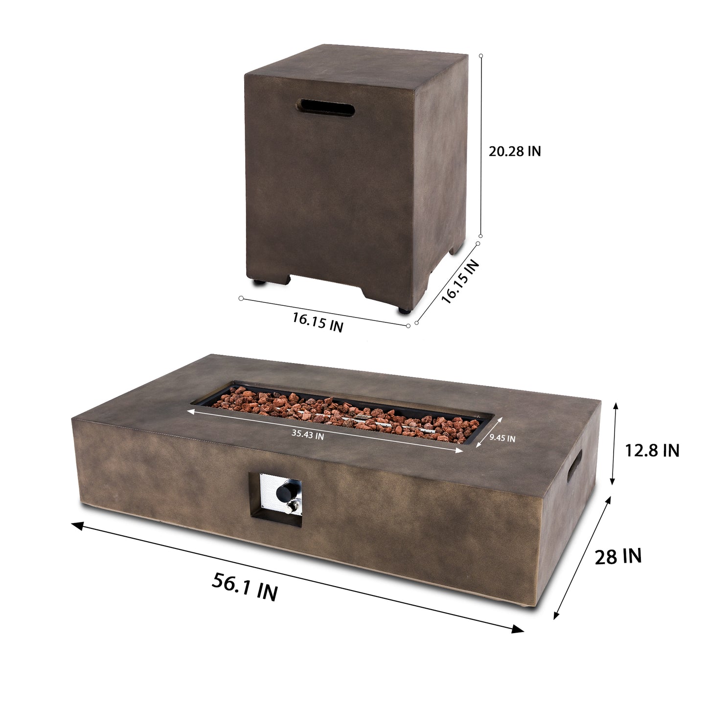 UPHA 56'' Patio Propane Gas Concrete Fire Pit Table
