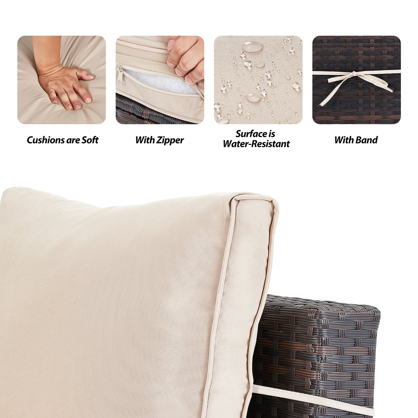 UPHA 7 Pieces Manual Weaving Patio Furniture Set