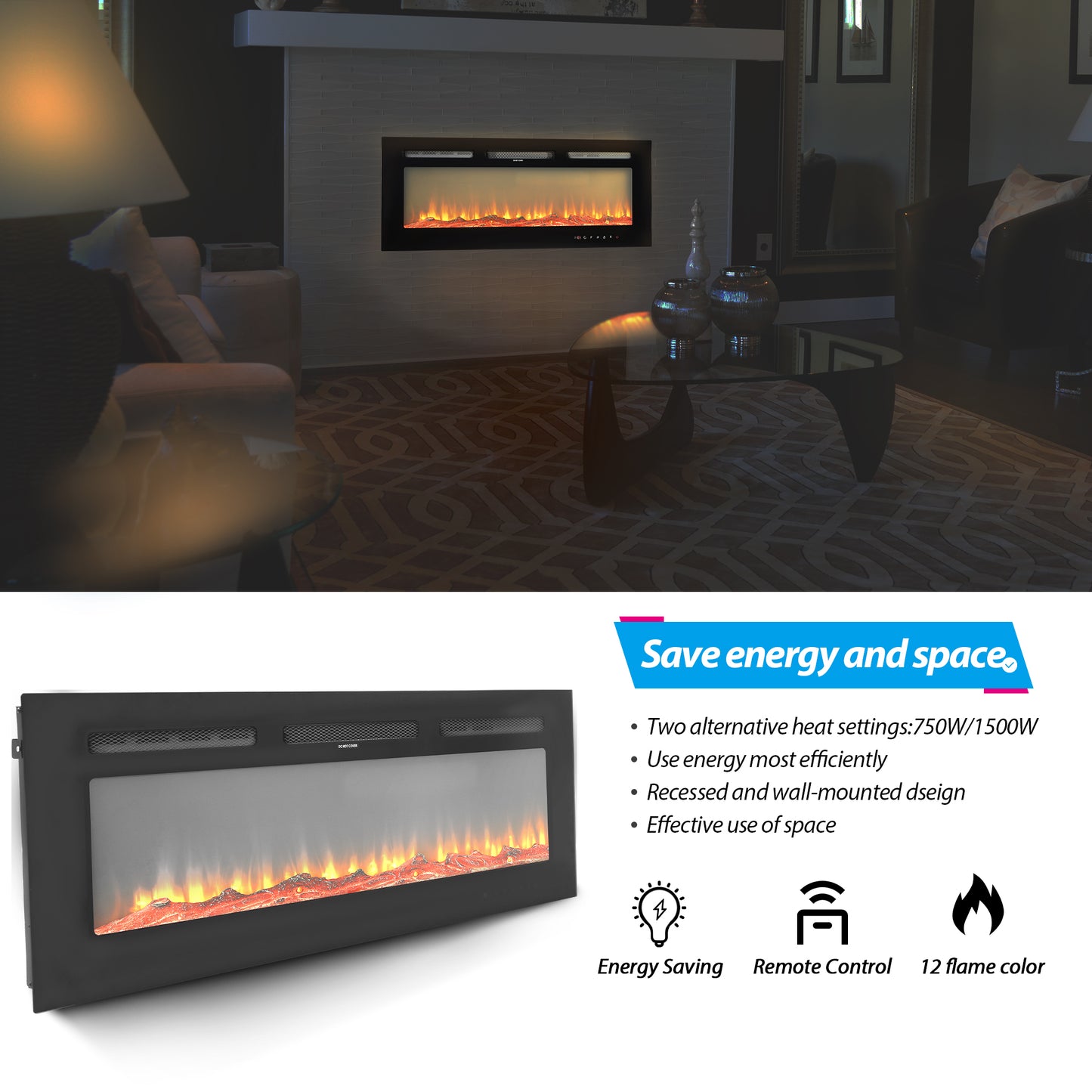 40" Ultra-Thin Electric Fireplace